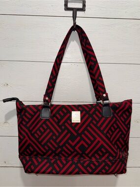 Jenni Chan Red & Black Geometric Laptop/Computer Tote Bag